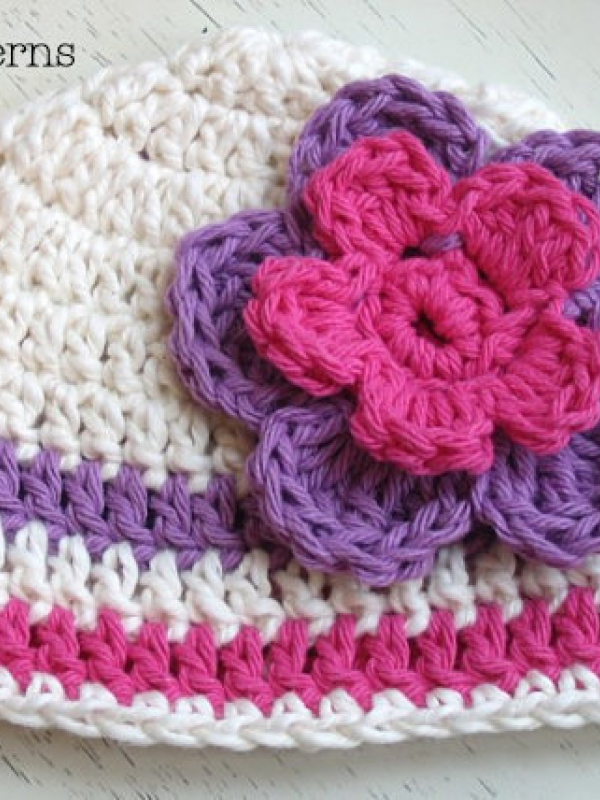 easy crochet hat pattern beanie and flower