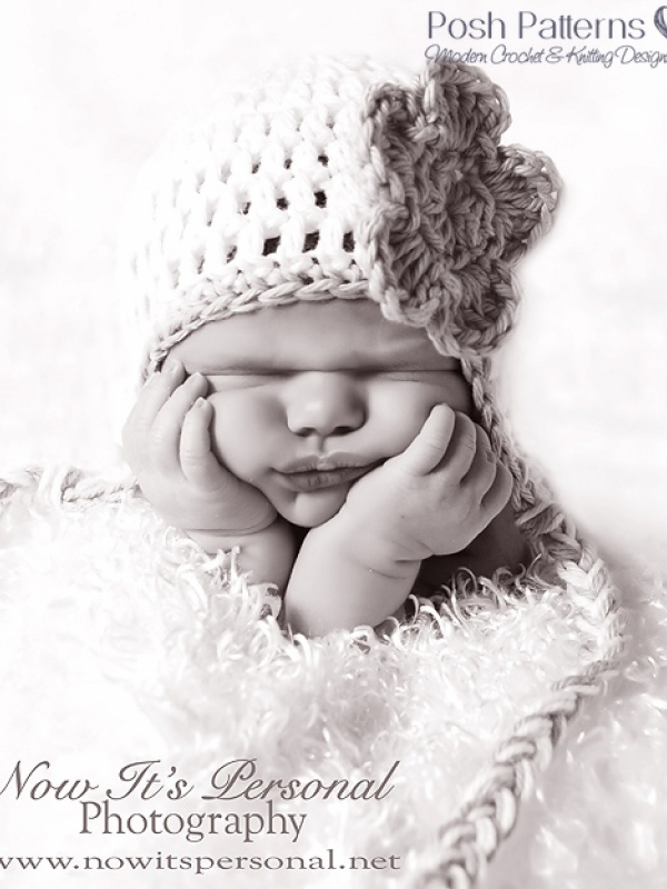 earflap hat crochet pattern with flower