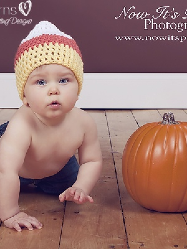 crochet candy corn baby hat