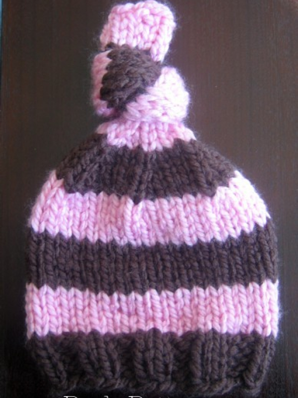 easy knitting pattern top knot beanie hat