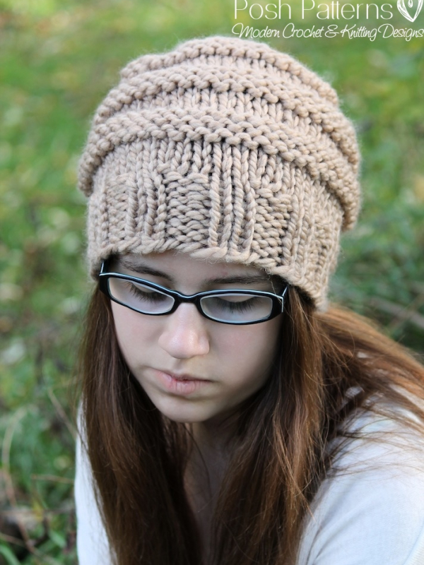 knit slouchy hat pattern
