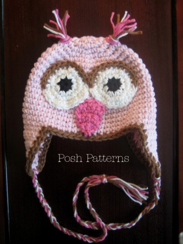 owl earflap hat crochet pattern