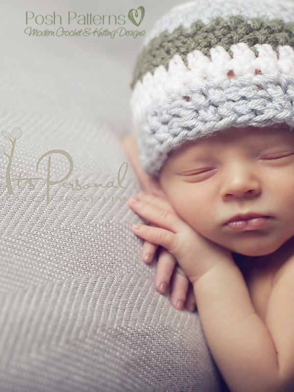 crochet hat pattern baby striped beanie