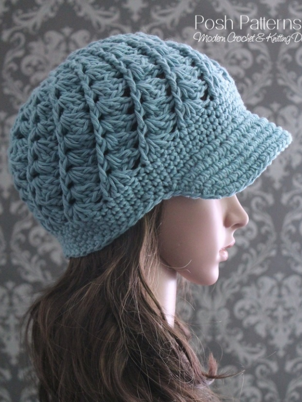 crochet shell stitch newsboy hat pattern