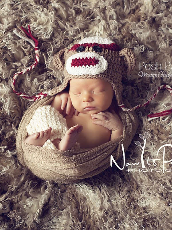 baby sock monkey hat crochet pattern