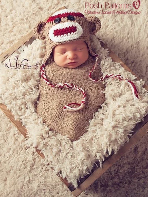 baby sock monkey hat pattern