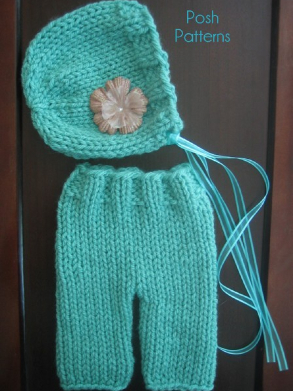 knit baby pants and hat patterns