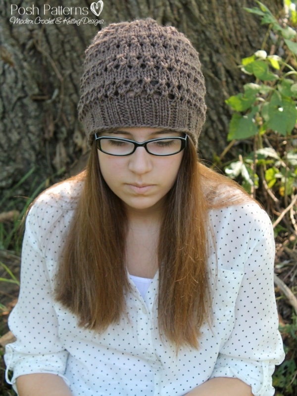 knit lace hat pattern