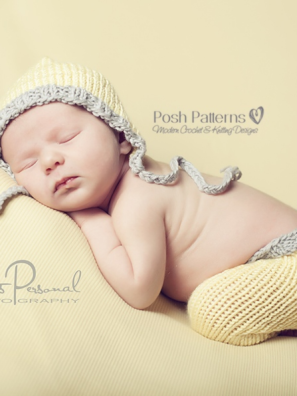 newborn baby bonnet pants knitting pattern