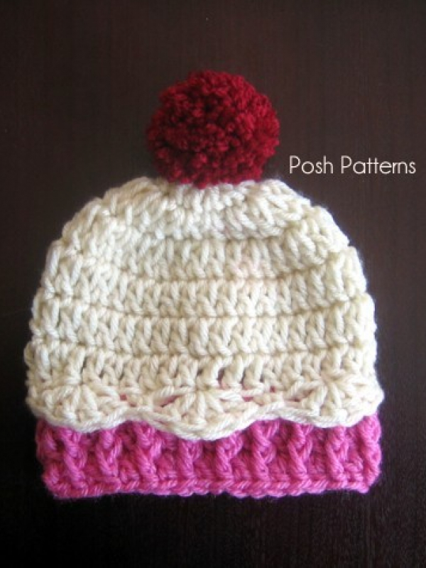 crochet hat pattern baby cupcake beanie