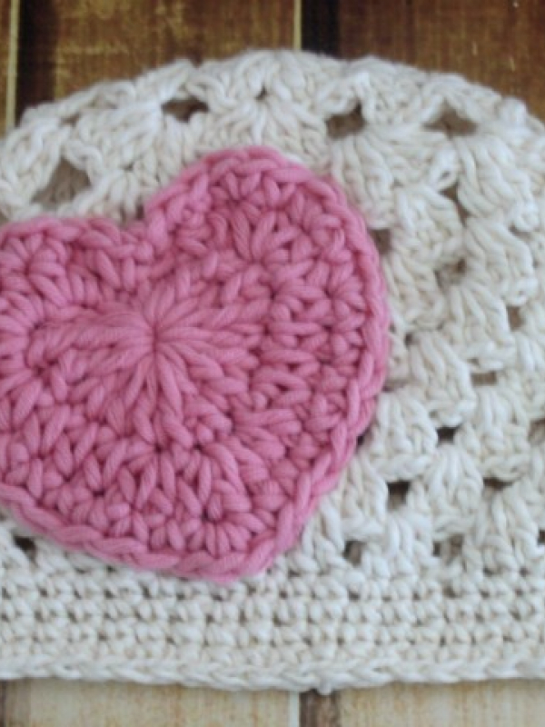heart applique baby hat crochet pattern kids teen adult