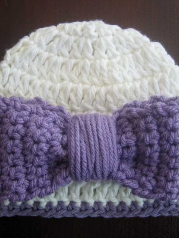 crochet beanie hat bow