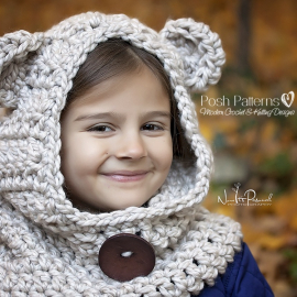 Crochet Bear Hooded Cowl Pattern teddy bear cowl pattern
