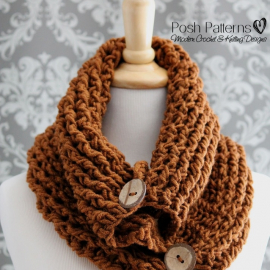 Crochet Pattern Button Cowl Infinity Scarf easy crochet pattern button cowl