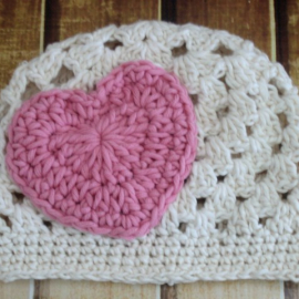heart applique baby hat crochet pattern kids teen adult