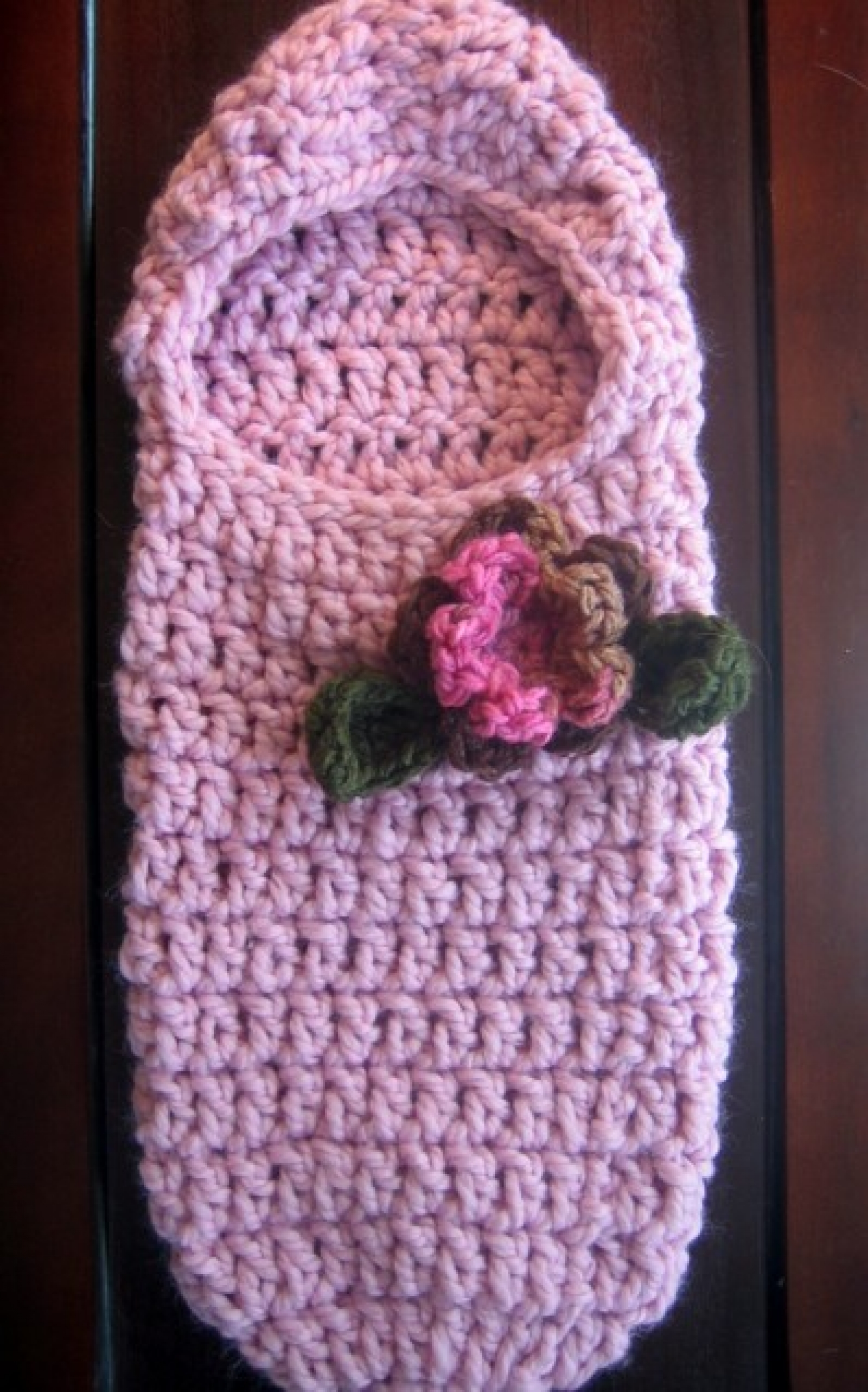 Crochet Pattern | Hooded Baby Cocoon With Flower and Leaves