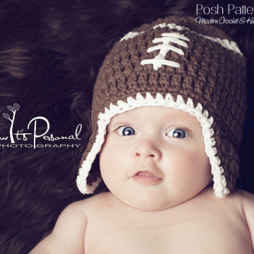 Crochet Pattern Football Earflap Hat