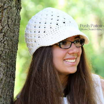 Crochet Newsboy Hat Pattern | Cross Stitch Visor Hat