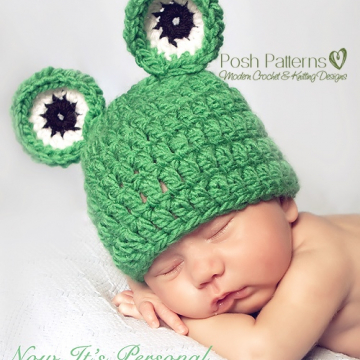 Baby Froggy Hat Crochet Pattern | Frog Beanie | 3 Sizes