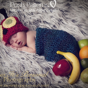 Crochet Patterns Caterpillar Hat and Cocoon | Photo Prop