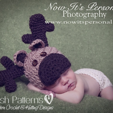 Crochet Moose Hat Pattern | Baby Reindeer Hat Pattern
