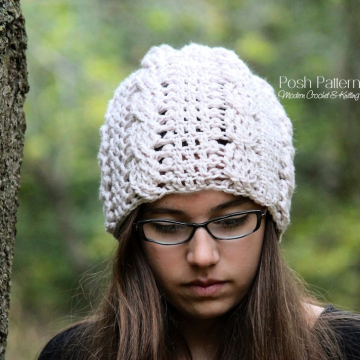Slouchy Hat Crochet Pattern - Crochet Cable Hat