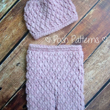 Crochet Pattern Cable Pants and Hat Set | Newborn