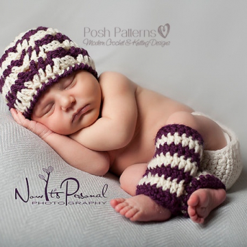 Crochet Pattern Baby Ripple Hat and Leg Warmers