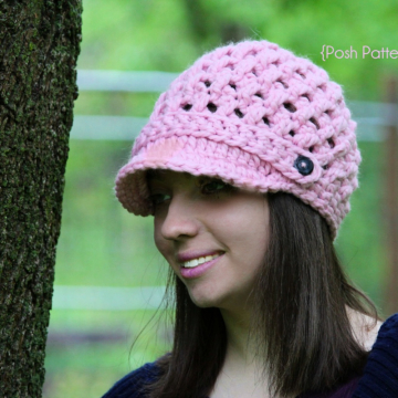 Newsboy Hat Crochet Pattern - Cross Stitch Visor Hat
