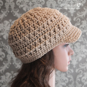 Cluster Crochet Newsboy Hat Pattern | Visor Hat